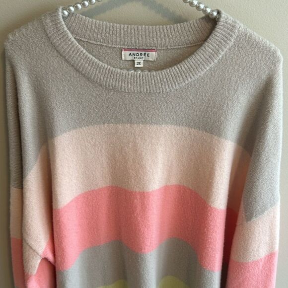 Andree By Unit Colorful Soft Striped Sweater. Size 2X - Picture 2 of 5